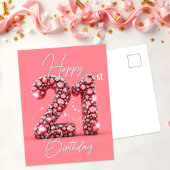 Fonkelende Roze & Zilveren Edelsteen 21e Verjaarda Briefkaart