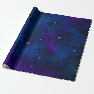 Fonkelende sterren op blauwe en paarse ruimte acht cadeaupapier