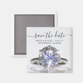Fonkelende Trouwring Save the Date Magneet (Voorkant / Achterkant)