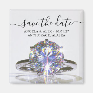 Fonkelende Trouwring Save the Date Magneet