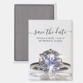 Fonkelende Trouwring Save the Date Magneet (Voorkant / Achterkant)