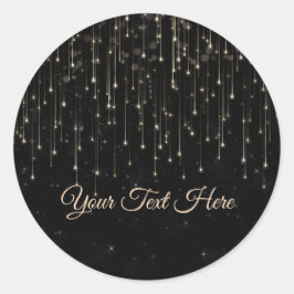 Fonkelende vallende sterren zwart chic verlovingsf ronde sticker