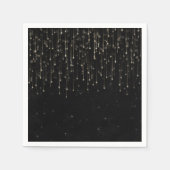Fonkelende vallende sterren Zwart chic verlovingsf Servet (Voorkant)