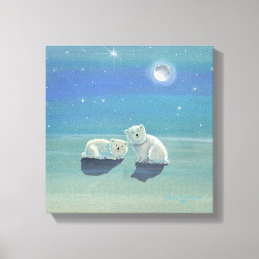 Fonkelende Winter Ijsberen Ingepakt Canvas Print (Voorkant)