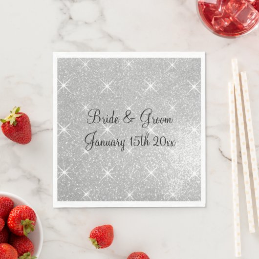 Fonkelende zilveren glitter glitzy galathema bruil servet (Insitu)