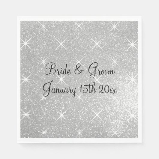 Fonkelende zilveren glitter glitzy galathema bruil servet (Voorkant)