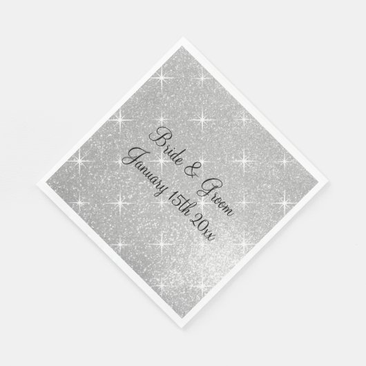 Fonkelende zilveren glitter glitzy galathema bruil servet (Hoek)