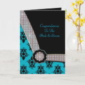 Fonkeling van de Gem van het Damast van Aqua de Kaart (Gele Bloem)