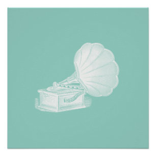 fonografie Zee Groene witte Gramophone Cool Poster