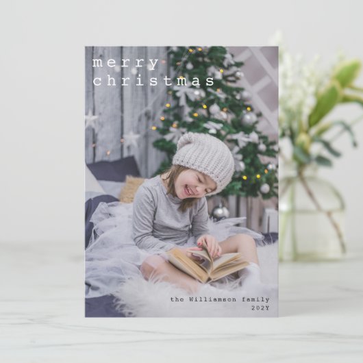 Font Afbeelding voor Merry kerstschrijfmachine Fot Feestdagenkaart (Staand voorkant)