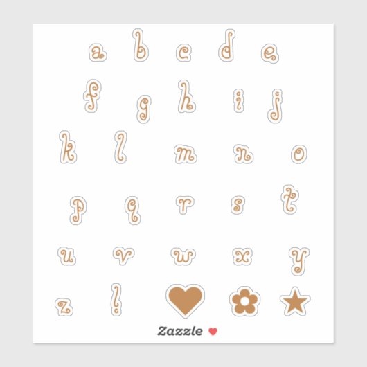 Font Alphabet Initiaal Letters van Fun Swirly Copp Sticker (Vel)