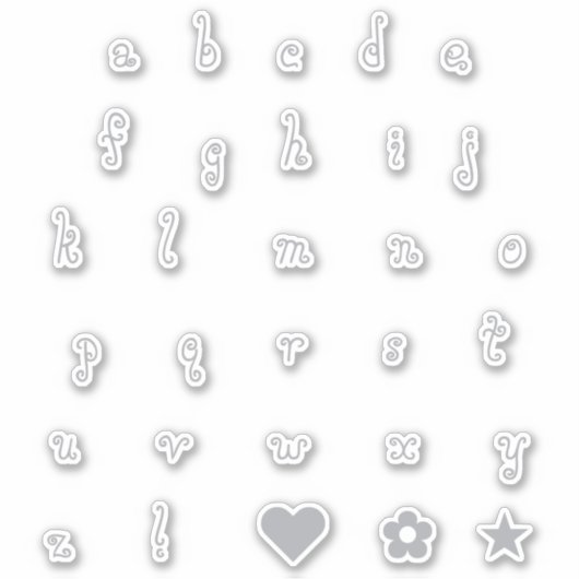 Font Alphabet Stickers letters Fun Swirly Silver (Voorkant)