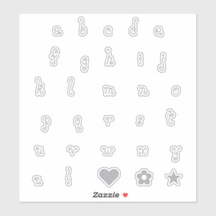Font Alphabet Stickers letters Fun Swirly Silver