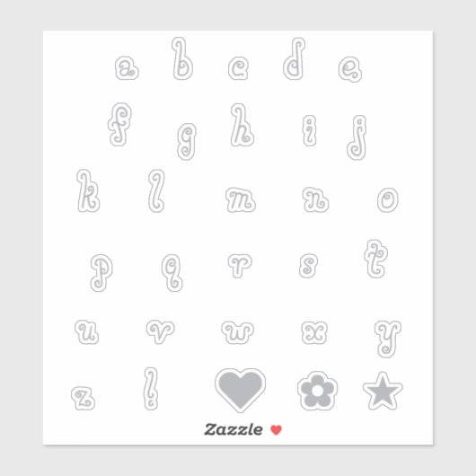 Font Alphabet Stickers letters Fun Swirly Silver (Vel)