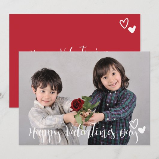 Font-fotokaart voor Happy Valentine's Day Trendy Feestdagenkaart (Voorkant / Achterkant)