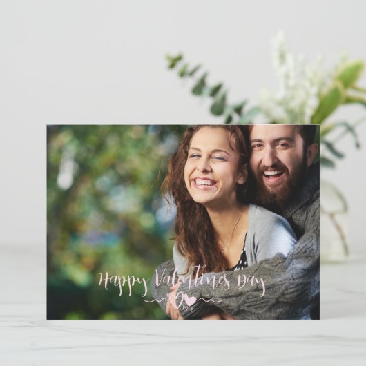 Font-fotokaart voor Happy Valentine's Day Trendy Feestdagenkaart (Staand voorkant)