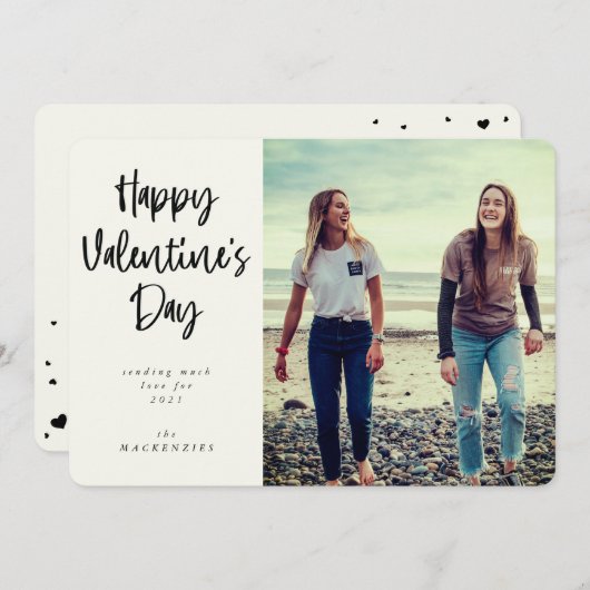 Font Happy Valentine's Day Photo van modern script Feestdagenkaart (Voorkant / Achterkant)