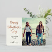 Font Happy Valentine's Day Photo van modern script Folie Feestdagenkaart (Staand Voorkant)