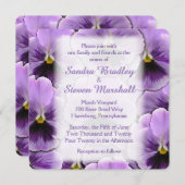 Font Paarse Pansy Wedding Uitnodiging (Voorkant / Achterkant)