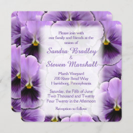 Font Paarse Pansy Wedding Uitnodiging