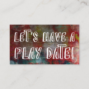Font Red Grunge Mammie Play Date Card Contactkaartje