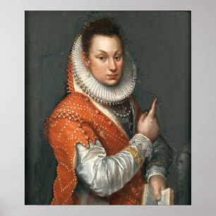 Fontana - Dame met halskraag die boek in linkerh Poster