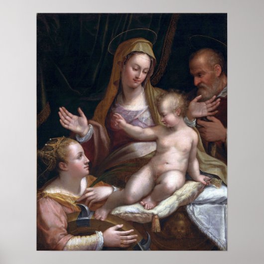 Fontana - de Heilige Familie met Saint Catherine Poster (Voorkant)