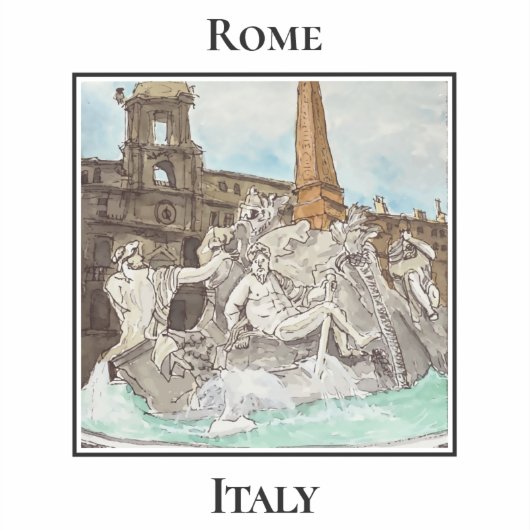 Fontana dei Quattro Fiumi. Rome, Italy Sticker (Voorkant)