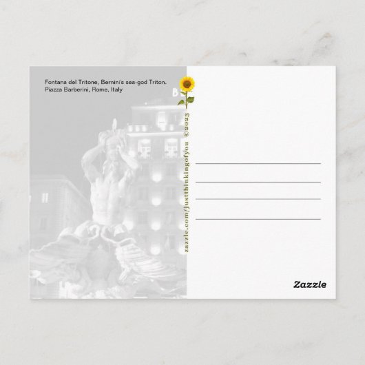 Fontana del Tritone, Rome, Italië - briefkaart (Achterkant)