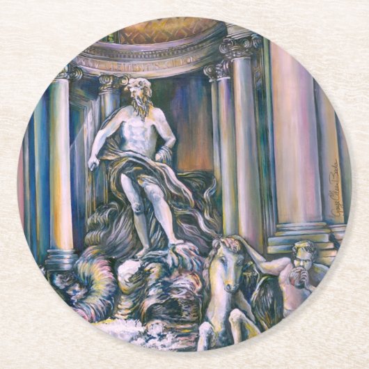 Fontana Di Trevi, Roma, Italië Ronde Kartonnen Onderzetter (Voorkant)