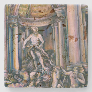 Fontana Di Trevi, Roma, Italië Stenen Onderzetter