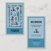 fontanero reparaciones herramientas vintage azul visitekaartje (Voorkant / Achterkant)