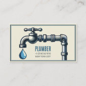 fontanero reparaciones tubería grifo agua vintage visitekaartje (Voorkant)