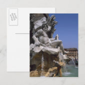 Fonte van de vier rivieren, Piazza Navona, Rome, Briefkaart (Voorkant / Achterkant)