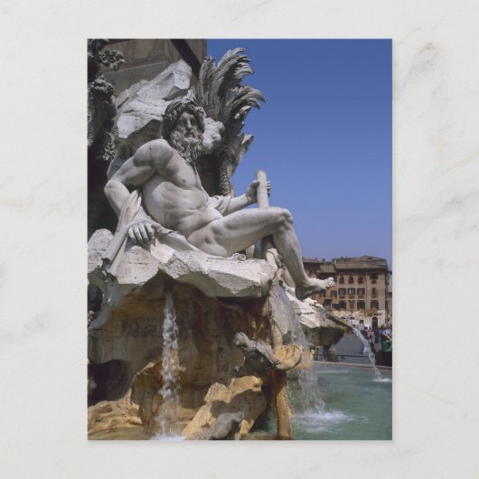 Fonte van de vier rivieren, Piazza Navona, Rome, Briefkaart (Voorkant)