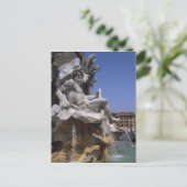 Fonte van de vier rivieren, Piazza Navona, Rome, Briefkaart (Staand voorkant)