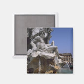 Fonte van de vier rivieren, Piazza Navona, Rome, Magneet (Voorkant / Achterkant)