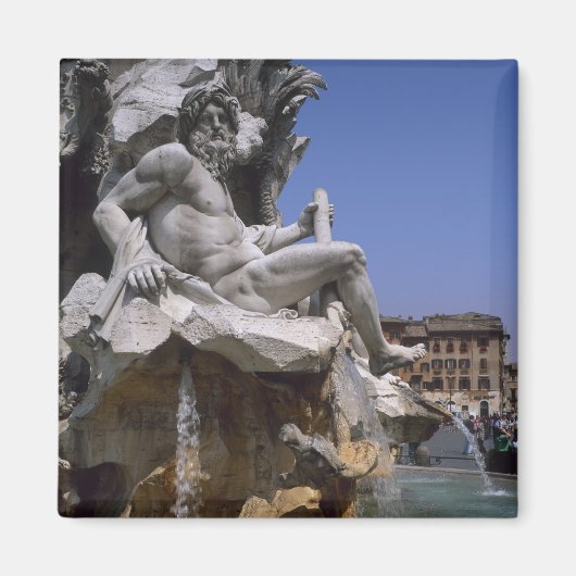 Fonte van de vier rivieren, Piazza Navona, Rome, Magneet (Voorkant)