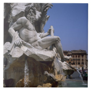 Fonte van de Vier Rivieren, Piazza Navona, Rome, Tegeltje