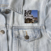 Fonte van de vier rivieren, Piazza Navona, Rome, Vierkante Button 5,1 Cm (In situ)