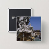 Fonte van de vier rivieren, Piazza Navona, Rome, Vierkante Button 5,1 Cm (Voorkant /achterkant)