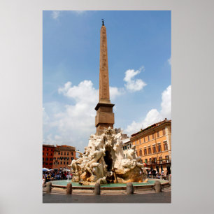 Fonte van de vier rivieren, Rome Italië Poster