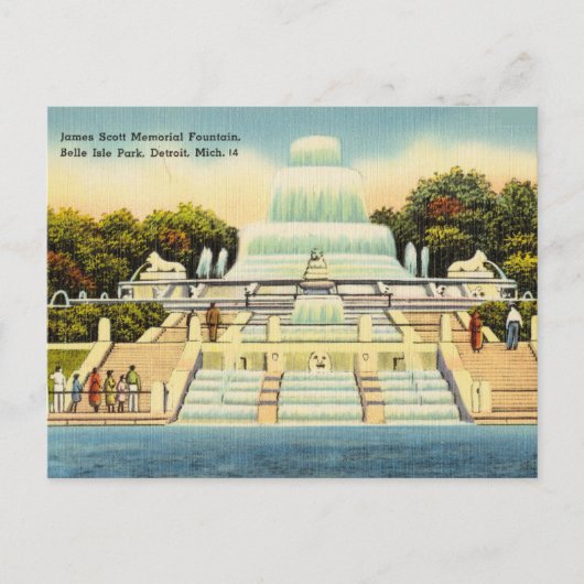 Fontein, Belle Isle Park Detroit Michigan Briefkaart (Voorkant)