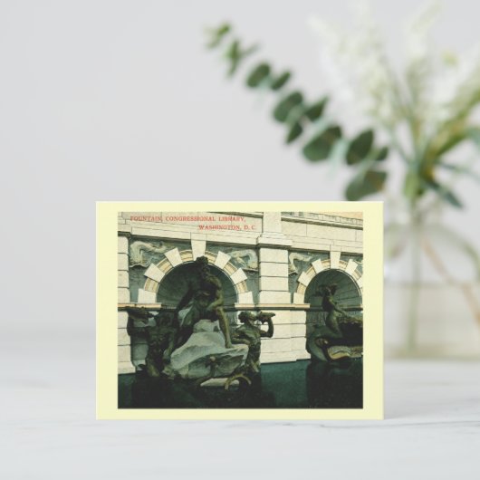 Fontein, Bibliotheek van het Congres, Washington D Briefkaart (Staand voorkant)