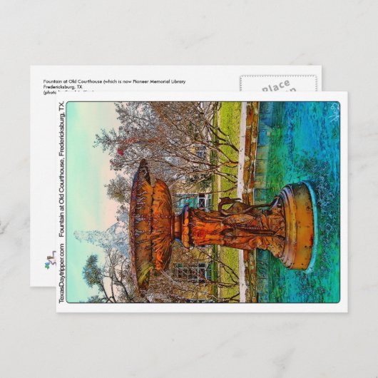 Fontein bij Old Courthouse, Fredericksburg, TX Briefkaart (Voorkant / Achterkant)