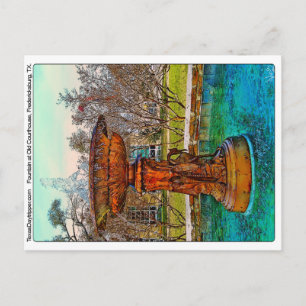 Fontein bij Old Courthouse, Fredericksburg, TX Briefkaart