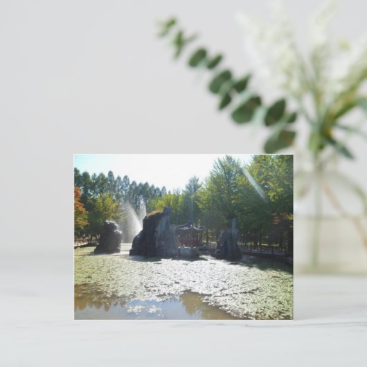 fontein en Gazebo, Nami Island, Korea Briefkaart (Staand voorkant)