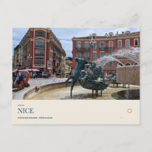 Fontein en kleurrijke gevels in Nice Briefkaart