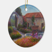 fontein en tuin bij Carmel Mission Keramisch Ornament (Links)