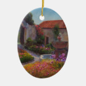 fontein en tuin bij Carmel Mission Keramisch Ornament (Voorkant)